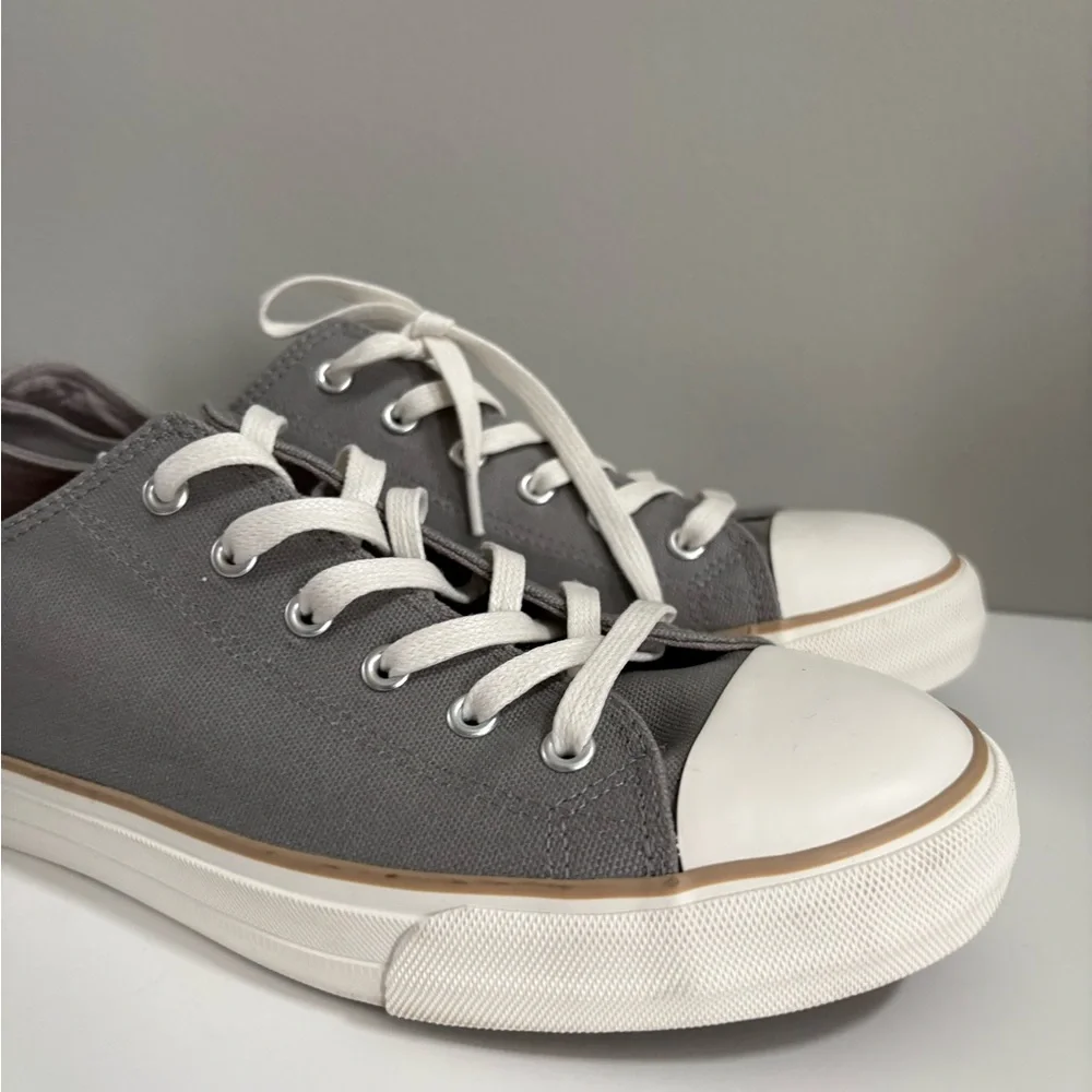 New Republic Gray Canvas Lace-Up Low Top Sneakers for Men